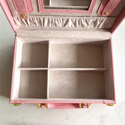 Leather Travel Jewelry Box with Mirror – Double-Layer Jewelry Organizer