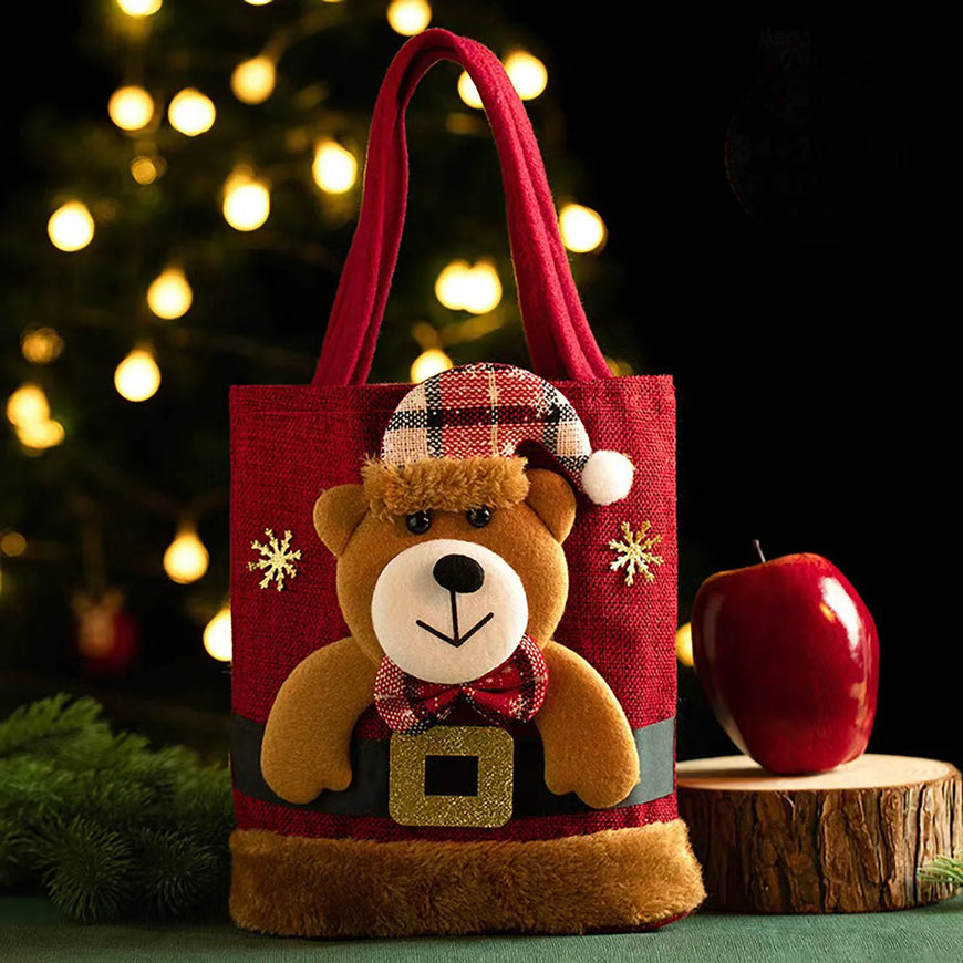 8-Pack Christmas Linen Gift Bags – Santa Candy & Treat Bags