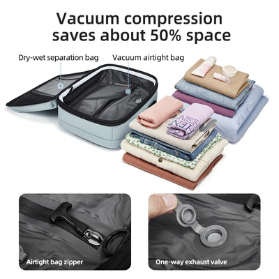 Vacuum Compression Laptop Backpack – USB Charging Travel & Hiking