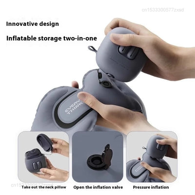 U-Shaped Inflatable Travel Pillow – Foldable Portable Neck Support Cushion