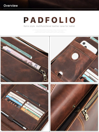 Leather Portfolio Organizer for MacBook & iPad – Travel Document Bag