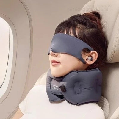 U-Shaped Inflatable Travel Pillow – Foldable Portable Neck Support Cushion