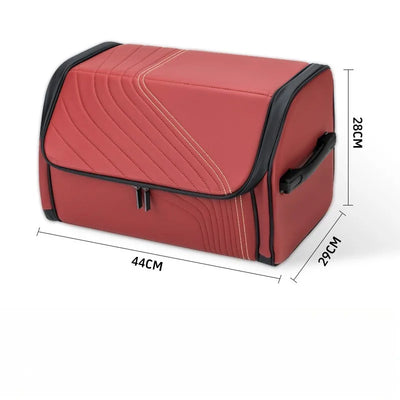 A red soft-sided storage or utility bag with black trim and handles, shown on a white background with dimension lines indicating 44cm width, 29cm depth, and 28cm height.
