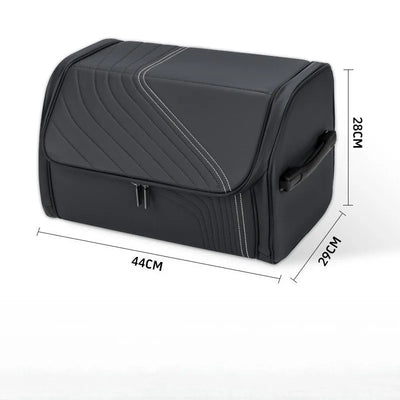 Black storage bag with white contrast stitching, shown with dimension lines indicating measurements of 44cm, 29cm, and 28cm on a white background.