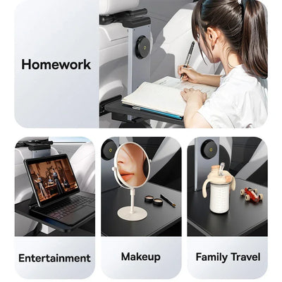 Foldable Car Back Seat Tray – Laptop Desk, Cup & Phone Holder