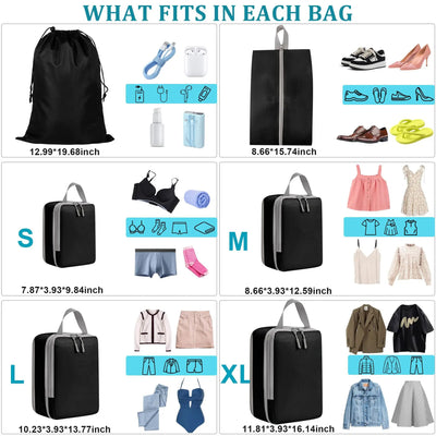 Illustration of different size bags with items they can hold