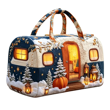 Christmas Quilted Travel Tote Bag – Vintage Camping Car Handbag